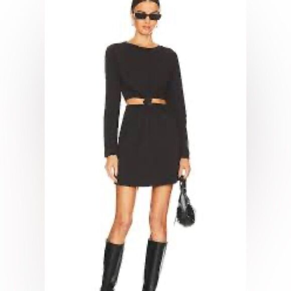 NWT LNA Long Sleeve Twist Tee Dress in Black M - Picture 1 of 9